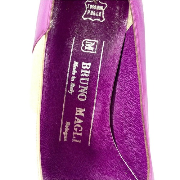 Vintage Bruno Magli Women’s Pumps Heels Purple Cream Made in Italy Sz 5.5 B 36 - Picture 8 of 8